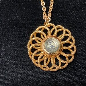 Vintage W Germany 24” long chain with Gold flamingo Pendant Necklace